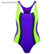 Купальник для плавания сплошной 4609231/4609234 (Ярко-фиолетовый+зеленый неон+темно-серый, 30, 4609231) фото