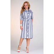 Льняное платье-рубашка в полоску J 2462 р. 54-58 фото