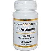 Аминокислоты California Gold Nutrition, L-аргинин, 500 мг, 60 капсул фотография