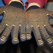Перчатки трикотажные с ПВХ, 5-нитка, 7,5 класс, черные, точка