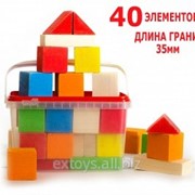 Деревянный развивающий конструктор. 40 окрашеных элементов (длина грани кубика 35мм) , Д151а фото