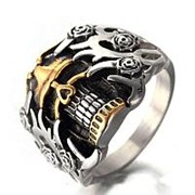 Мужское титановое стальное кольцо Винтаж Череп Головное панковое кольцо для мужчин фото