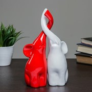 Фигура “Пара слонов“ белый/красный глянец 10х18х28см фото