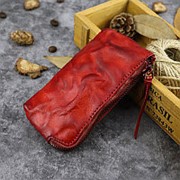 Унисекс Made-old Washed Натуральная Кожа Индивидуальный повседневный клатч с несколькими прорезями Кошелек фото