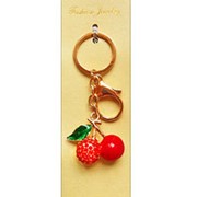 Брелок для ключей металлический со стразами “ Вишенки “ фото