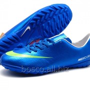 Футбольные сороконожки Nike Mercurial Victory IV Turf Blue/Volt фотография