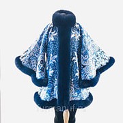 Пальто из павловопосадских платков с мехом фотография