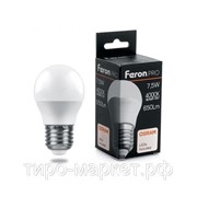 Лампа светодиодная Feron G45, LB-1407, “шар“, 7,5Вт, 220В, Е27, 4000К фотография
