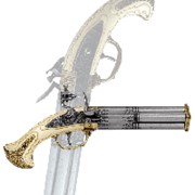 Пистоль 4-х ствольный револьверный, системы Флинтлок, рукоять - под слон. кость, Франция 18 в. фото