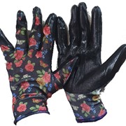 Перчатки нейлоновые с нитриловым обливом “Садовые Люкс“ (черный облив) фото