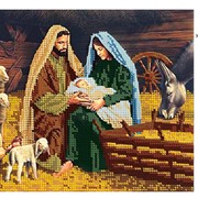 Схема для частичной вышивки бисером Рождение Христа фото