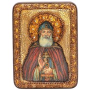Подарочная икона Преподобный Илия Муромец, Печерский на мореном дубе фотография