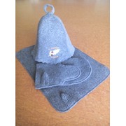 Набір для бані шапка "з легким паром"+килимок+рукавиця (сірий)