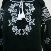 Блуза вышитая (Вышиванка) “Троянда белая“ с длинным рукавом ЛЕН фото