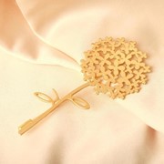 Булавка 'Цветы' гортензии, цвет матового золота, L5,9 фото