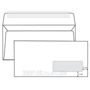 Конверты Е65, комплект 1000 шт., отрывная полоса Strip, белые, правое окно, 110х220 мм фотография