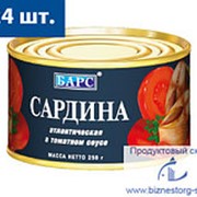 Сардина в томатном соусе "БАРС", 250 гр.