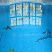 Дельфин и морские звезды в мозаике для бассейна фото