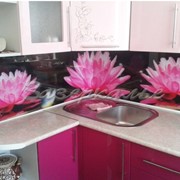 Кухонный фартук из стекла (Скинали) оформленный цветами фото