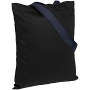 Холщовая сумка BrighTone, черная с темно-синими ручками фото