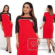 Платье женское с кокеткой из макраме (4 цвета) - Красный АК/-8220 фотография