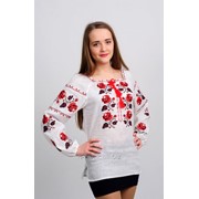 Женская украинская вышиванка Роза. Красно-черная вышивка фото