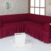 Чехол для углового дивана хлопок вишневый фото