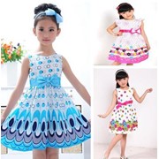 Одежда детская Sale 2013 Kids Girls Dress cute peacock color sleeveless princess dress circle Korean Fashion Blue children&#39-s clothing New, код 1540400752 фото