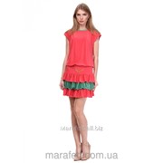 Женское платье- туника из микро-масла, Модель туника оборки в расцветка