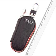 Ключница кожаная SW овальная, черная, с молнией Audi фото