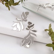 Серьги металл 'Атмосфера' пальмовый узор, цвет серебро фотография