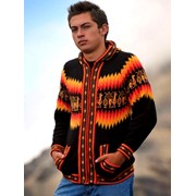 Мужской огненный свитер с оленями из шерсти Ламы Альпака