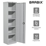 Шкаф металлический офисный BRABIX “MK 18/47/37-01“, 1830х472х370 мм, 25 кг, 4 полки, разборный, 291138, фото