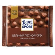 Шоколад RITTER SPORT “Extra Nut“, молочный, с цельным лесным орехом, 100 г, Германия, 7006 фотография