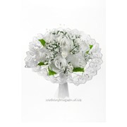 Букет для невесты №08, белый (роза текстиль) фотография