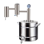 Дистиллятор “Народный“ 30 литров, самогонный аппарат, нагрев на плите, Разборный сухопарник с краном для слива фото