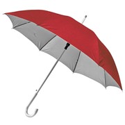 Зонт-трость с пластиковой ручкой “под алюминий“ “Silver“, полуавтомат; красный с серебром; D=103 cм фото