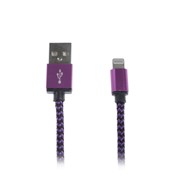 Кабель LuazON, Lightning - USB, 1 А, 1 м, оплётка нейлон, фиолетовый фото