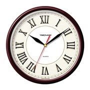 Часы настенные TROYKA 91931915, круг, белые, коричневая рамка, 23х23х4 см фото