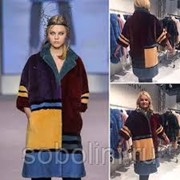 Шуба из натуральной норки в инкрустации фото