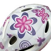 Шлем защитный (out-mold) белый с цветами размер M арт.600070
