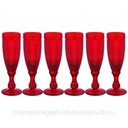 Набор бокалов для шампанского гранат из 6шт. Серия muza color 150мл. высота 20 см фотография