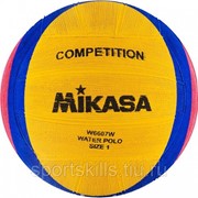 Мяч для водного поло “MIKASA W6607W“ р.1, резина, вес 233-253гр, дл.окр.50-51,5см, жел-син-роз фотография