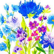 Салфетка для декупажа Рисованные цветы голубые фото