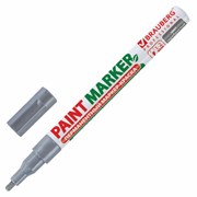 Маркер-краска лаковый (paint marker) 2 мм, СЕРЕБРЯНЫЙ, БЕЗ КСИЛОЛА (без запаха), алюминий, BRAUBERG фотография