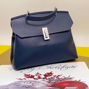 Сумка-клатч синяя с поворотным замком фото