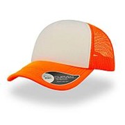 Бейсболка “RAPPER“, 5 клиньев, пластиковая застежка, оранжевый неон с белым; 100% полиэстер, 80 г/м2 фотография