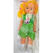 Куколка говорящая 27 см в зеленом платье фото