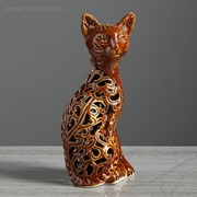 Статуэтка “Кот“, коричневая, резка, 23 см фотография