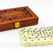 Домино настольная игра в деревянной коробке (кости-4,9см, р-р коробки 20,5x12,5x4см) фото